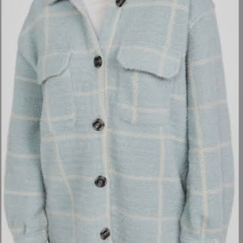 Z SUPPLY Tucker Plaid Shacket/Coat, NWOT, S,  Morning Fog - Exc Quality!!🩵🤍
